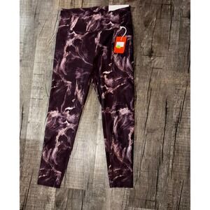 Freely Women Purple Marble High Rise 7/8 Leggings with Pockets Size L New